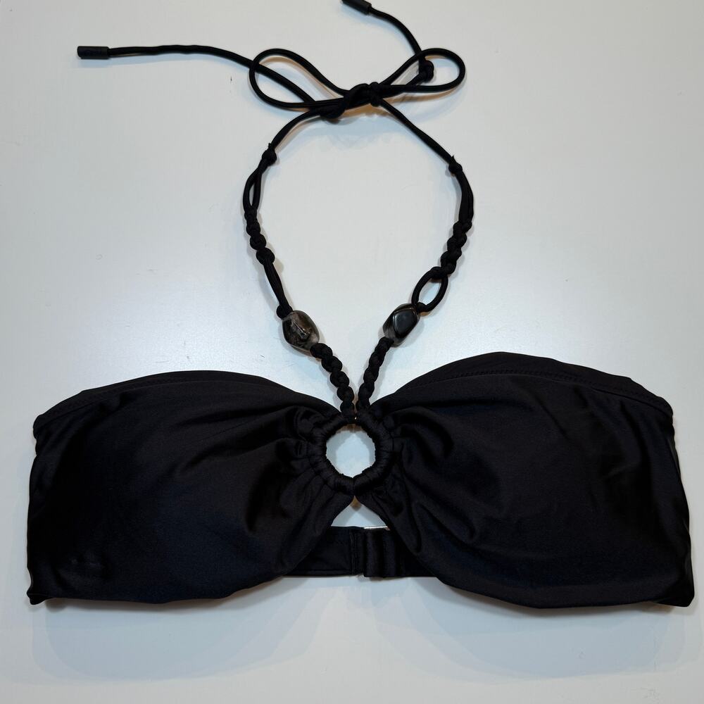 Red Carter Womens Beaded O-Ring Bandeau Black Large $74